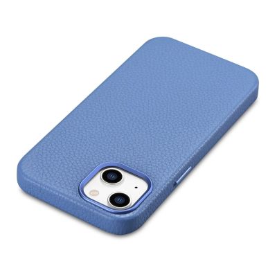 12. iCarer Litchi Premium Leather Case iPhone 14 Magnetic Leather Case with MagSafe Light Blue (WMI14220709-LB)