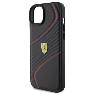6. Ferrari Twist Metal Logo case for iPhone 15 Plus - black