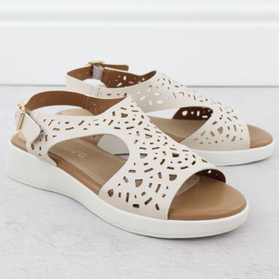 5. Women's cream openwork elevated sandals Sergio Leone SK-850