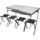 15. FOLDABLE CAMPING TABLE 120x60x70/62/55CM 4 CHAIRS AND SHELF