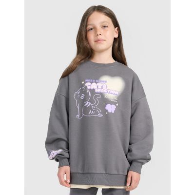 Oversized sweatshirt without a hood for girls 4F 4FJRAW25TSWSF2438-22S