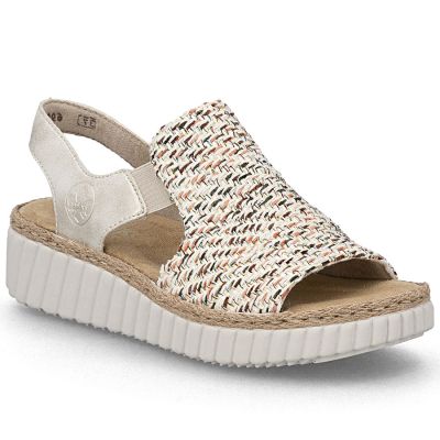 Women's beige woven platform sandals Rieker 69276-60