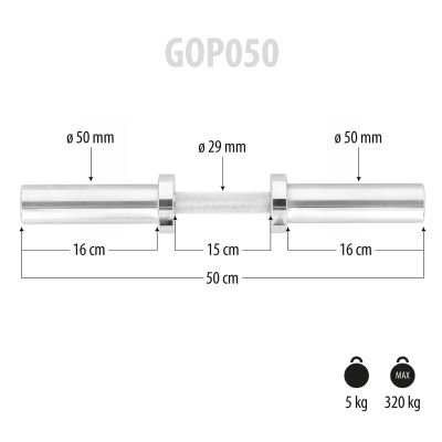 6. GOP050 (+COLLARS) 5 KG 50 CM HMS SHORT OLYMPIC BARBELL
