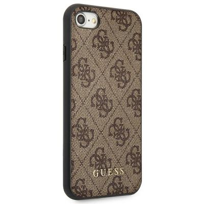 4. Guess 4G Metal Gold Logo Case for iPhone SE 2022 / 2020 / 7 / 8 - Brown