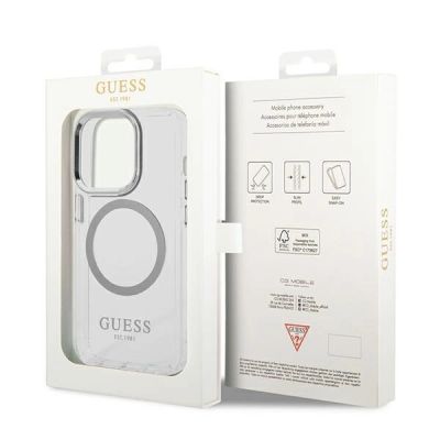8. Guess GUHMP14LHTRMS iPhone 14 Pro 6.1" silver/silver hard case Metal Outline Magsafe