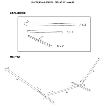 42. METAL HAMMOCK STAND 374x91x111CM