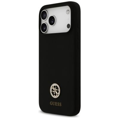 2. Guess Silicone Logo Strass 4G MagSafe Case for iPhone 17 Pro Max - Black