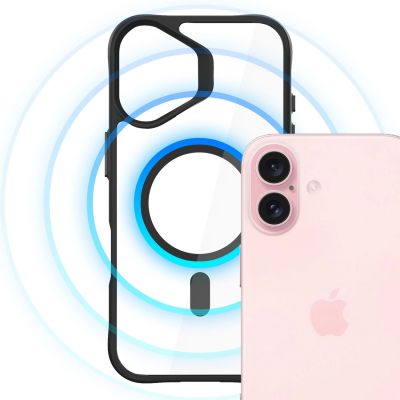 9. 3mk Satin Armor MagCase with MagSafe for iPhone 16 Plus - Clear with Black Frame