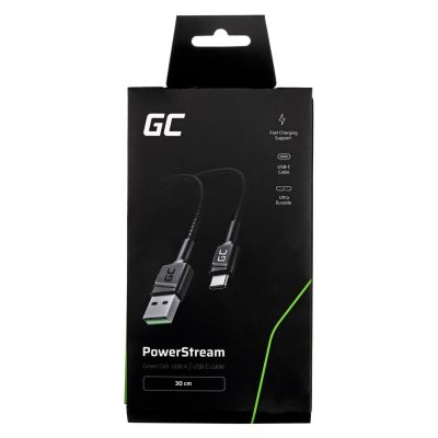 3. GREEN CELL KABGC25 GC POWERSTREAM CABLE USB-A - USB-C 30CM, FAST CHARGING ULTRA CHARGE, QC 3.0