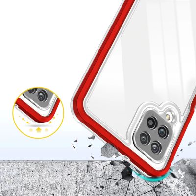 6. Clear 3in1 Case for Samsung Galaxy A22 4G Frame Gel Cover Red