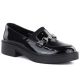 Women's leather lords moccasins with thick soles, black Vinceza 39985