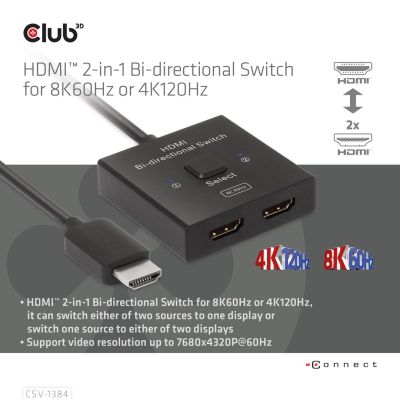 6. CLUB3D CSV-1384 KVM Switch Black