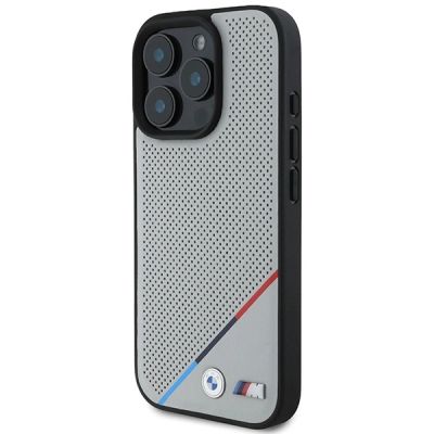 2. BMW M Perforated Tricolor Line MagSafe Case for iPhone 16 Pro - Gray