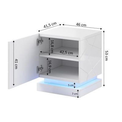 4. QIU bedside table 2 pcs. 46x41.5xH53 gloss black/gloss black