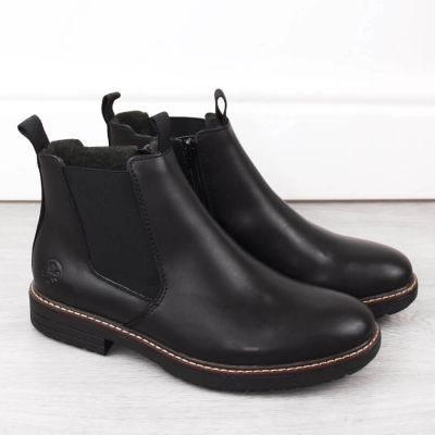 10. Rieker M RKR634 comfortable insulated leather ankle boots, black