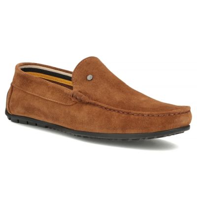 Men's leather moccasins, camel suede, Filippo MP923