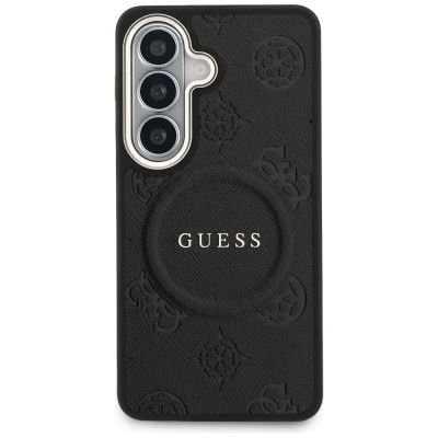 3. Guess Saffiano Peony Embossed Ring MagSafe case for Samsung Galaxy S26+ - black