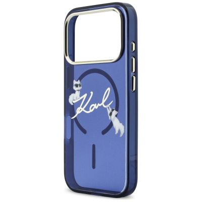 6. Karl Lagerfeld IML Choupettes Karl Script Logo MagSafe Case for iPhone 17 Pro - Blue