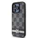 2. DKNY Leather Checkered Mono Pattern & Printed Stripes iPhone 15 Pro Case - Black