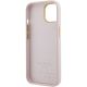 7. Guess Silicone Script Metal Logo & Frame case for iPhone 15 - pink