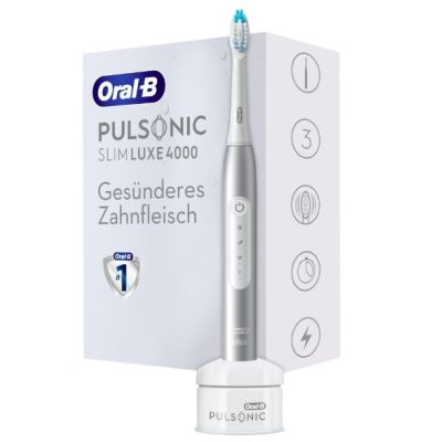 3. Oral-B Pulsonic Slim Luxe 4000 Ultrasonic Toothbrush - Daily Care - Sensitive - for white teeth - 62,000 movements per minute - Platinum - 2 min