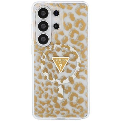3. Guess IML Leopard Print Triangle MagSafe Case for Samsung Galaxy S26 Ultra - Brown