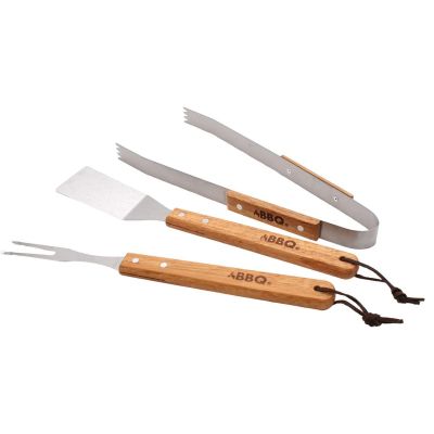 18. 3-in-1 BBQ Utensil Set with Wooden Handle