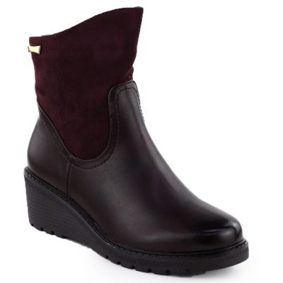 8. Women's suede wedge ankle boots burgundy M.Daszyński 2510