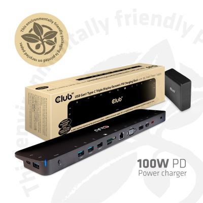 3. CLUB3D CSV-1564W100 USB 3.2 Gen 1 (3.1 Gen 1) Type-C Docking Station Black