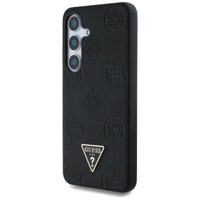 2. Guess Grained Hot Stamp Peony Pattern Triangle Logo MagSafe Case for Samsung Galaxy S25 Black