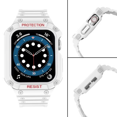 4. Protect Strap Band for Apple Watch 42/44/45mm Armored Case Strap - White