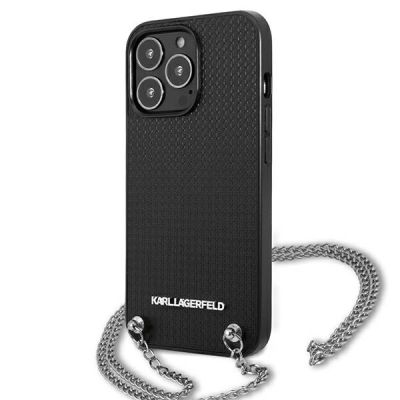 2. Karl Lagerfeld Leather Textured and Chain Case for iPhone 13 Pro Max 6.7" - Black