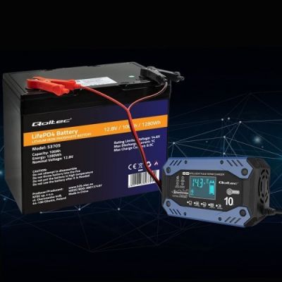 6. QOLTEC STD AGM GEL LIFEPO4 BATTERY CHARGER | RECTIFIER WITH REPAIR FUNCTION | 12-24V | 10A | LCD | 9-STEP CHARGING