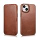 32. iCarer CE Oil Wax Premium Leather Folio Case iPhone 14 Plus magnetic flip case MagSafe brown (AKI14220707-BN)
