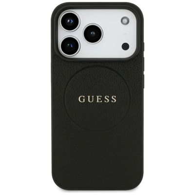 3. Guess Grained Gold Ring MagSafe Case for iPhone 18 Pro / 17 Pro - Black