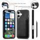9. Synthetic Leather iPhone 17 Case with Detachable MagSafe Compatible Card Holder - Black