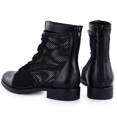 4. Women's mesh ankle boots with flowers, black, Jezzi 130