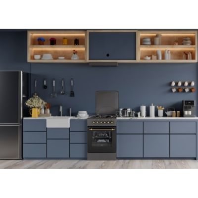 3. Gas-electric cooker MPM-56-KRM-13 50 cm Black Retro, convection