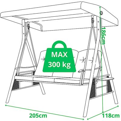 7. GARDEN AND BALCONY PATIO SWING 3 SEATS BROWN