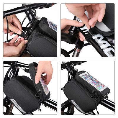 6. Wozinsky frame bike bag + detachable phone cover up to 6.5 "1.5l black (WBB7BK)