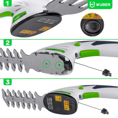 5. Cordless 2-in-1 hedge and grass trimmer, 7.2 V, 120 mm cutting, USB-C, W23320 WUBER