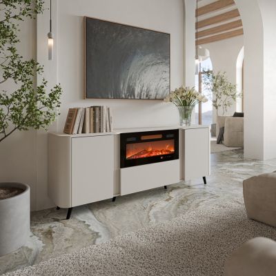 6. VOLARE chest of drawers 200x39x75 cashmere + fireplace