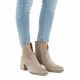 5. Women's suede ankle boots with openwork heels, beige, Potocki SZ12757