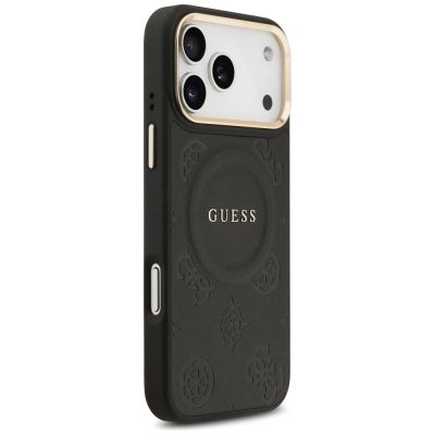 4. Guess Peony Hot Stamp MagSafe Case for iPhone 17 Pro Max - Black