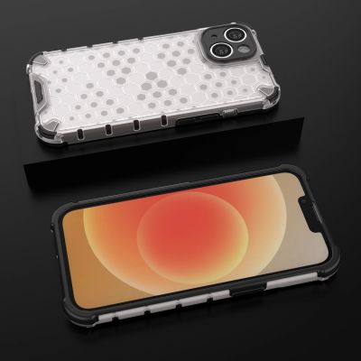 19. Honeycomb case for iPhone 14 armored hybrid cover transparent
