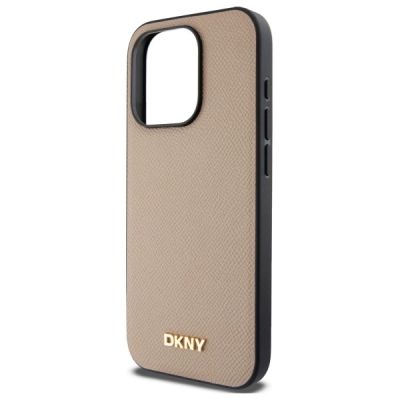 6. DKNY Grained Metal Logo MagSafe iPhone 15 Pro Max Case - Beige