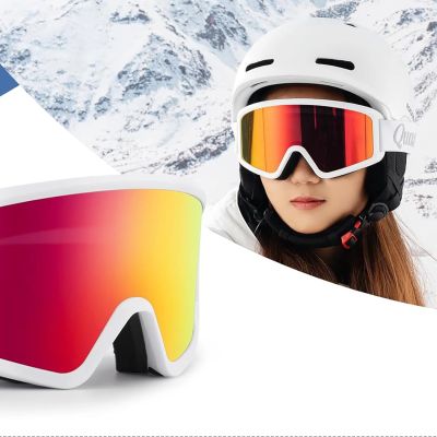 3. Qunature White Ski Goggles for Adults - White