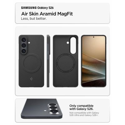 11. Spigen AirSkin Aramid Mag MagSafe Case for Samsung Galaxy S26 - Black