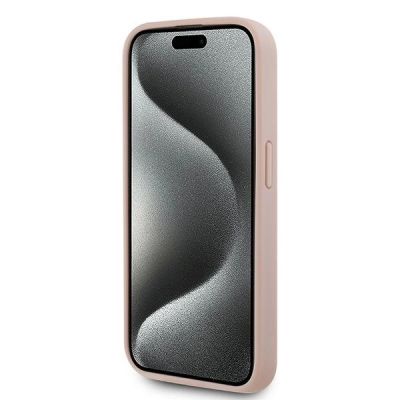 5. Karl Lagerfeld Leather Monogram Metal Logo case for iPhone 15 Pro Max - pink