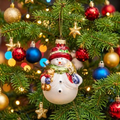 4. MOLDED GLASS SNOWMAN CHRISTMAS BAUBLE 11 CM SASKA GIFT & DECOR